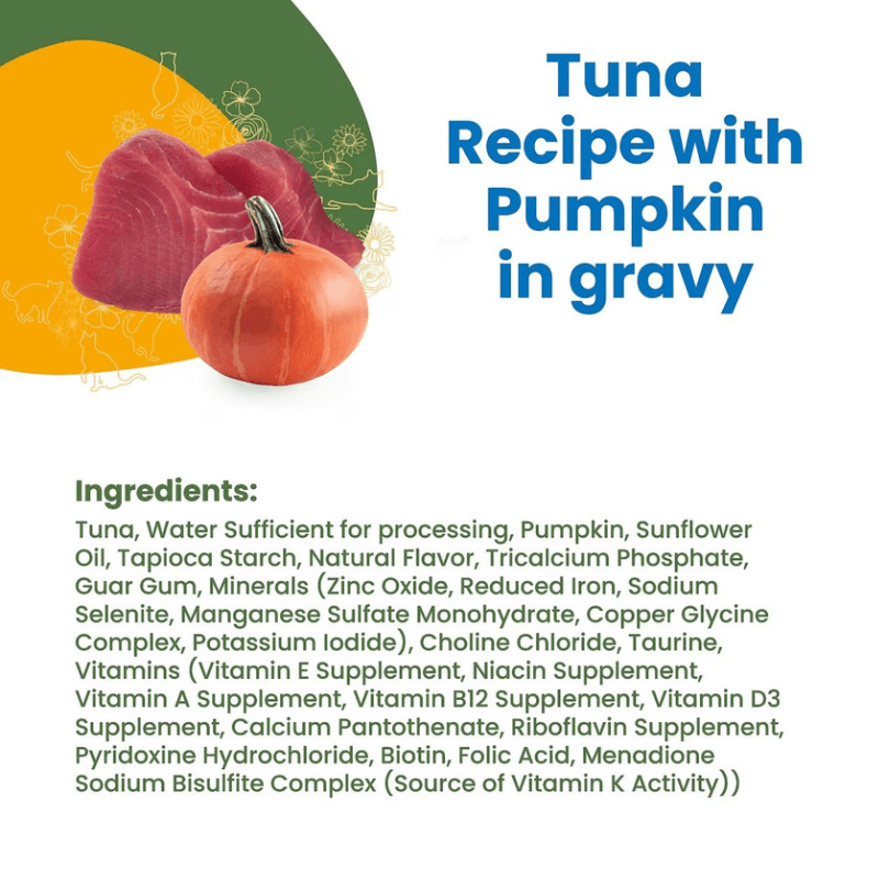Canned Cat Food - HQS COMPLETE - Tuna Recipe with Pumpkin in Gravy - Adult - J & J Pet Club - Almo Nature