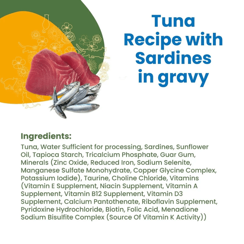 Canned Cat Food - HQS COMPLETE - Tuna Recipe with Sardines in Gravy - Adult - 2.47 oz - J & J Pet Club - Almo Nature