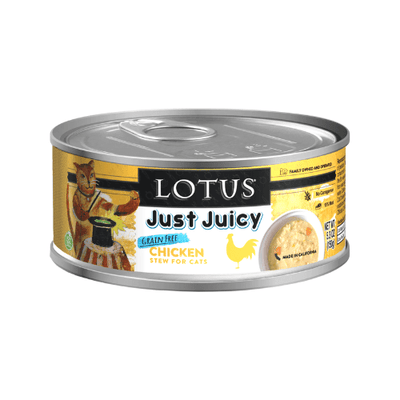Canned Cat Food - JUST JUICY - Grain Free Chicken Stew - 5.3 oz - J & J Pet Club - Lotus