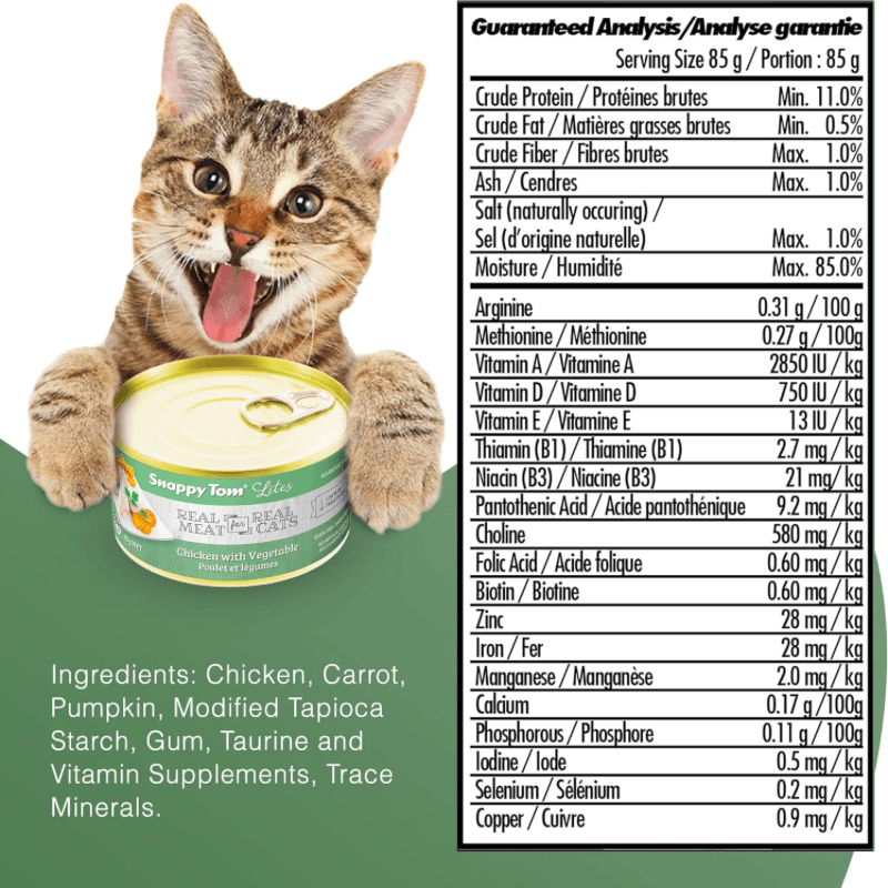 Canned Cat Food - Lites - Chicken with Vegetables - 85 g - J & J Pet Club - Snappy Tom