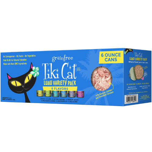 Canned Cat Food - LUAU - Variety Pack - 6 oz can, case of 8 - J & J Pet Club - Tiki Cat