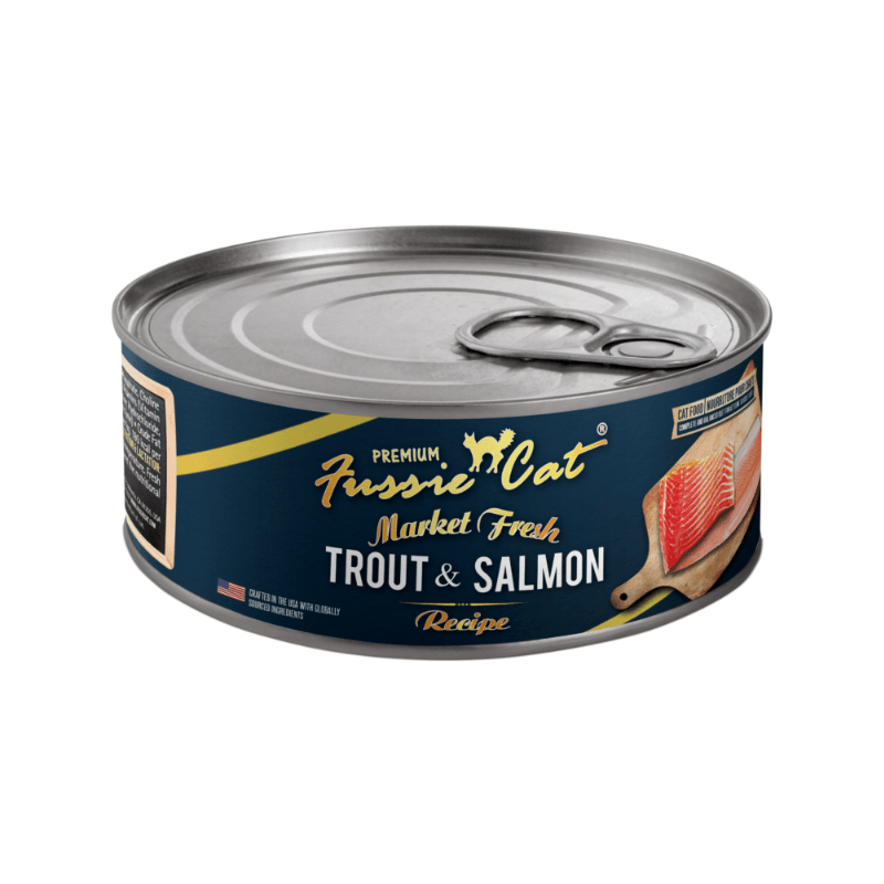 Canned Cat Food - Market Fresh - Trout & Salmon Recipe - 5.5 oz - J & J Pet Club - Fussie Cat