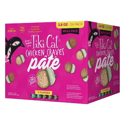 Canned Cat Food - MEGA PACKS - Chicken Craves Paté - 2.8 oz can, case of 24 - J & J Pet Club - Tiki Cat