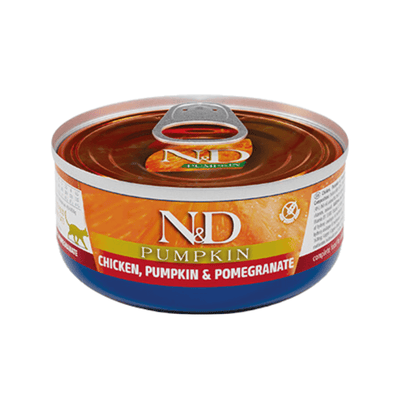 Canned Cat Food - N & D - PUMPKIN - Chicken, Pumpkin & Pomegranate - Adult - 2.5 oz - J & J Pet Club - Farmina