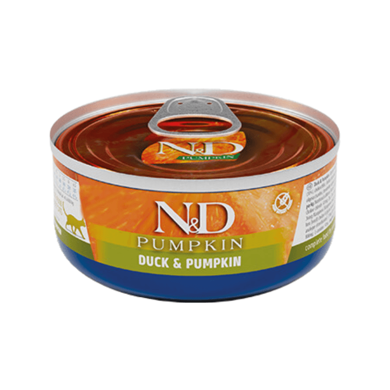 Canned Cat Food - N & D - PUMPKIN - Duck & Pumpkin Recipe - Adult - 2.5 oz - J & J Pet Club - Farmina