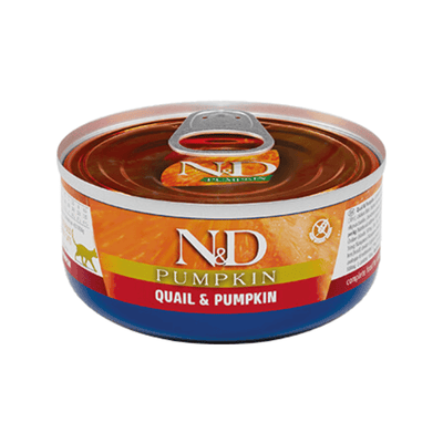 Canned Cat Food - N & D - PUMPKIN - Quail & Pumpkin Recipe - Adult - 2.5 oz - J & J Pet Club - Farmina