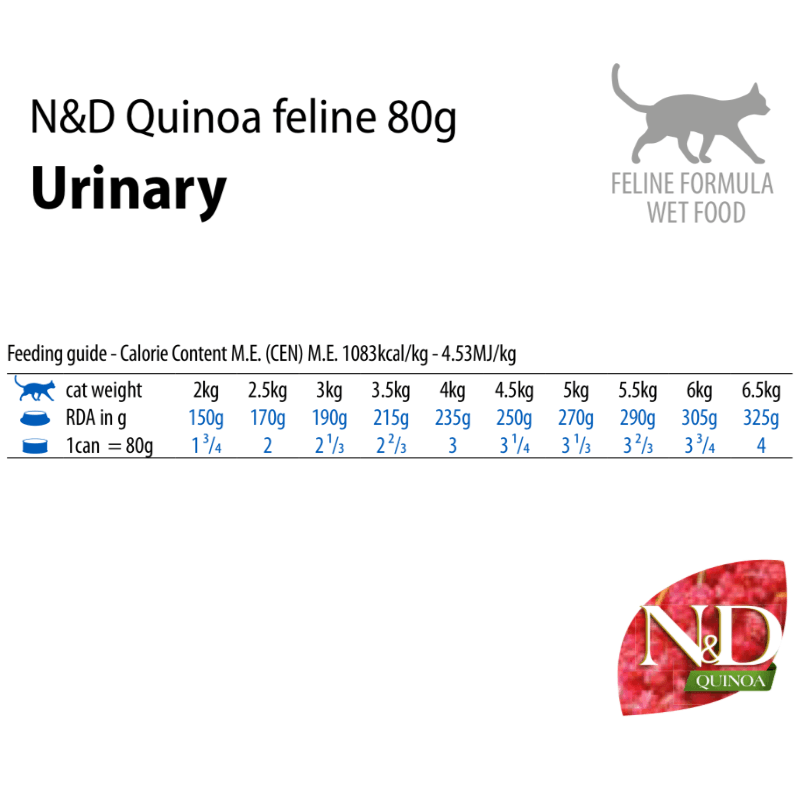 Canned Cat Food - N & D - QUINOA - Urinary - Duck - 2.8 oz - J & J Pet Club - Farmina