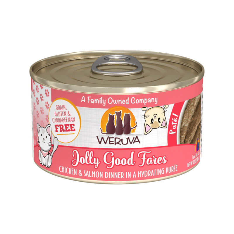 Canned Cat Food - Paté - Jolly Good Fares - Chicken & Salmon Dinner in a Hydrating Purée - J & J Pet Club - Weruva