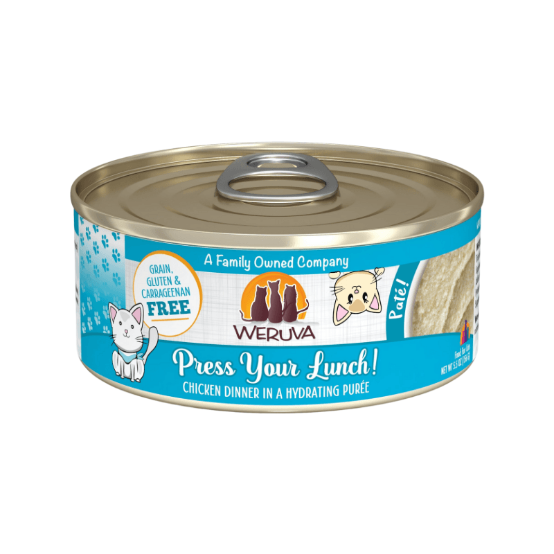 Canned Cat Food - Paté - Press Your Lunch! - Chicken Dinner in a Hydrating Purée - J & J Pet Club - Weruva
