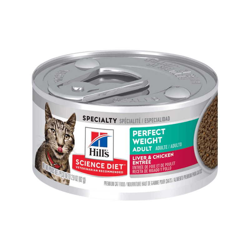 Canned Cat Food - PERFECT WEIGHT - Liver & Chicken Entrée - Adult - 2.9 oz - J & J Pet Club - Hill's Science Diet