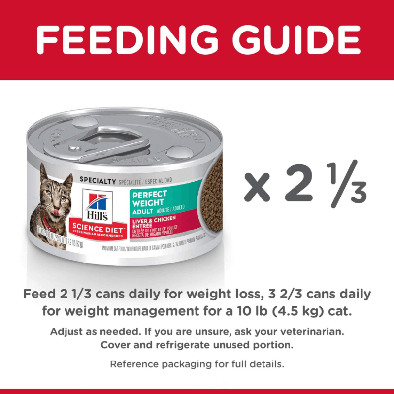Canned Cat Food - PERFECT WEIGHT - Liver & Chicken Entrée - Adult - 2.9 oz - J & J Pet Club - Hill's Science Diet