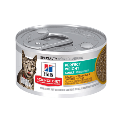 Canned Cat Food - PERFECT WEIGHT - Roasted Vegetable & Chicken Medley - Adult - 2.9 oz - J & J Pet Club - Hill's Science Diet