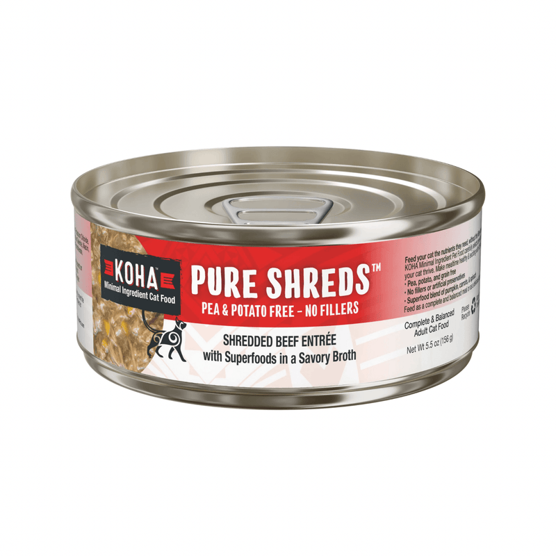 Canned Cat Food - PURE SHREDS - Shredded Beef Entrée - 5.5 oz - J & J Pet Club - KOHA