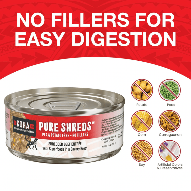 Canned Cat Food - PURE SHREDS - Shredded Beef Entrée - 5.5 oz - J & J Pet Club - KOHA