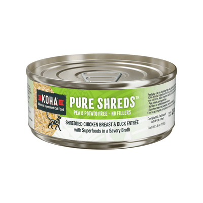 Canned Cat Food - PURE SHREDS - Shredded Chicken Breast & Duck Entrée - 5.5 oz - J & J Pet Club - KOHA