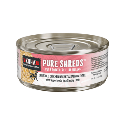 Canned Cat Food - PURE SHREDS - Shredded Chicken Breast & Salmon Entrée - 5.5 oz - J & J Pet Club - KOHA