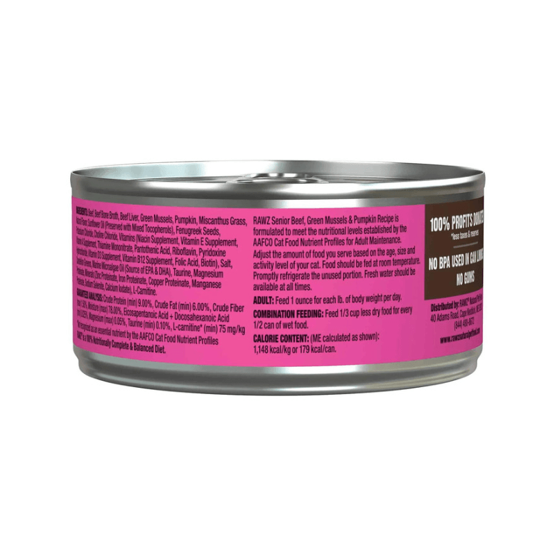 Canned Cat Food - Senior - Beef, Green Mussels & Pumpkin Recipe Pâté - 5.5 oz - J & J Pet Club - Rawz