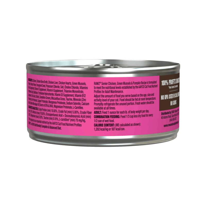 Canned Cat Food - Senior - Chicken, Green Mussels & Pumpkin Recipe Pâté - 5.5 oz - J & J Pet Club - Rawz