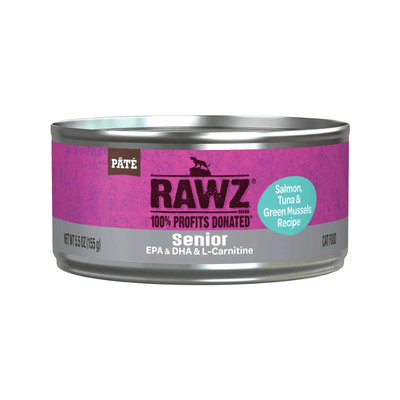 Canned Cat Food - Senior - Salmon, Tuna & Green Mussels Recipe Pâté - 5.5 oz - J & J Pet Club - Rawz