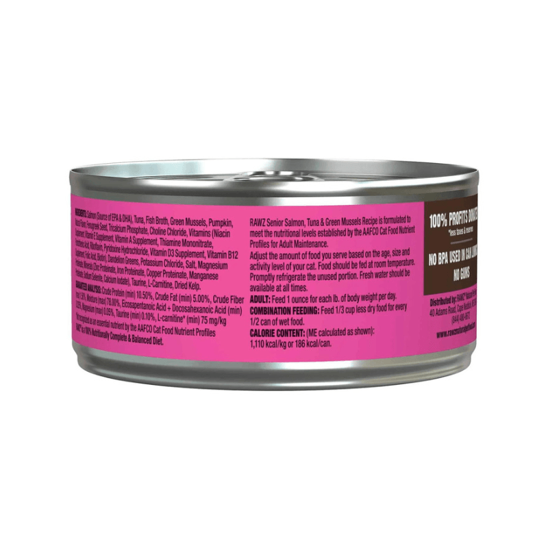Canned Cat Food - Senior - Salmon, Tuna & Green Mussels Recipe Pâté - 5.5 oz - J & J Pet Club - Rawz
