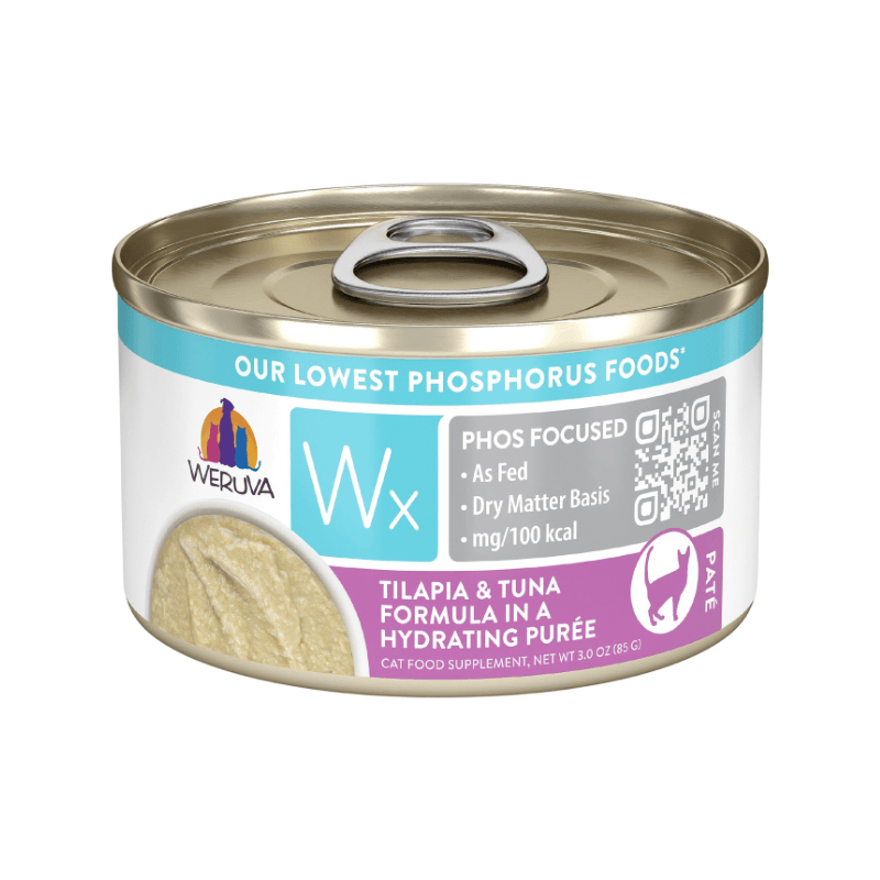 Canned Cat Food Supplement - Wx Phos Focused - Tilapia & Tuna Formula in a Hydrating Purée - 3 oz - J & J Pet Club - Weruva