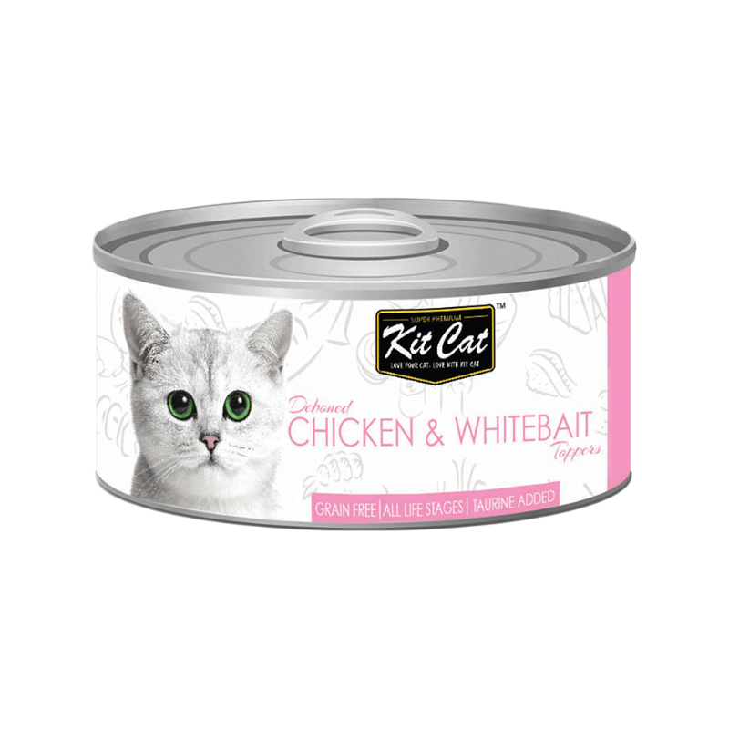 Canned Cat Food Topper - Deboned Chicken & Whitebait - 80 g - J & J Pet Club - Kit Cat