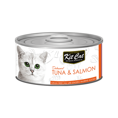 Canned Cat Food Topper - Deboned Tuna & Salmon - 80 g - J & J Pet Club - Kit Cat