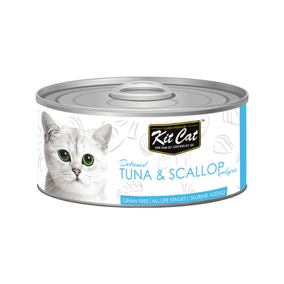 Canned Cat Food Topper - Deboned Tuna & Scallop Aspic - 80 g - J & J Pet Club - Kit Cat