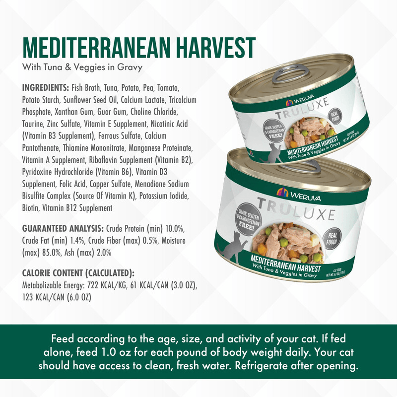 Canned Cat Food - TRULUXE - Mediterranean Harvest - with Tuna & Veggies in Gravy - J & J Pet Club - Weruva