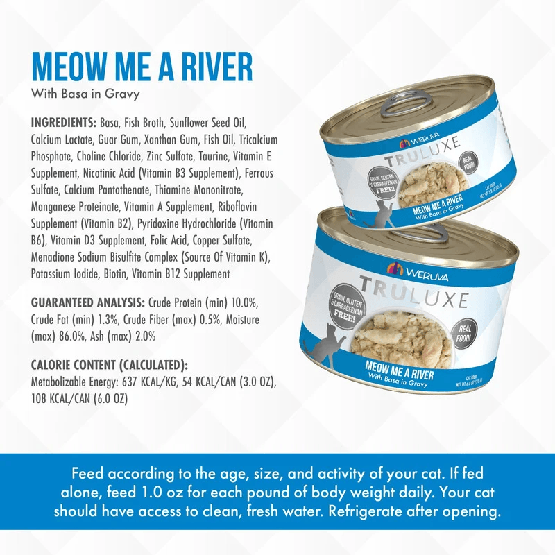 Canned Cat Food - TRULUXE - Meow Me a River - with Basa in Gravy - J & J Pet Club - Weruva