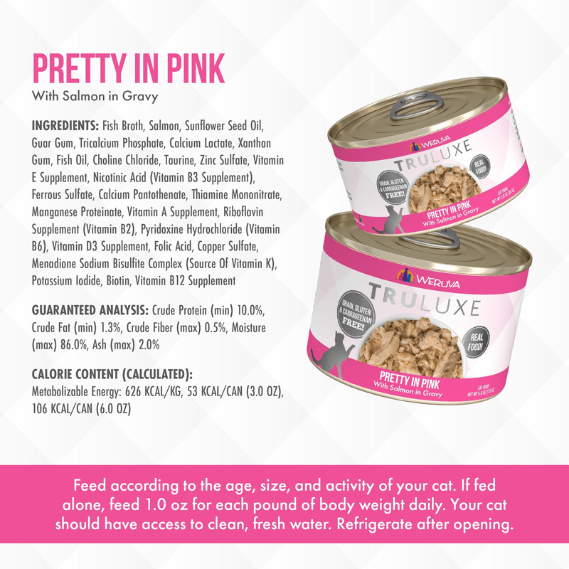 Canned Cat Food - TRULUXE - Pretty in Pink - with Salmon in Gravy - J & J Pet Club - Weruva