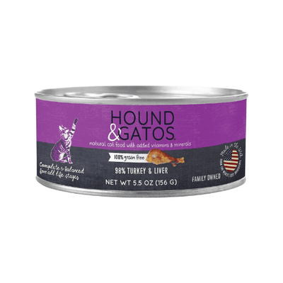 Canned Cat Food - Turkey & Liver Recipe - 5.5 oz - J & J Pet Club - Hound & Gatos