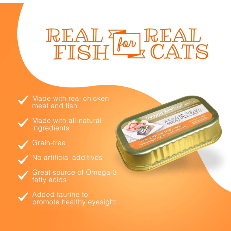 Canned Cat Food - Ultimates - Lean Chicken and Fish in Broth - 85 g - J & J Pet Club - Snappy Tom