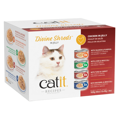 Canned Cat Treat - Divine Shreds - Chicken Multipack - 85 g can, pack of 12 - J & J Pet Club - Catit