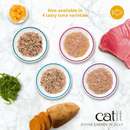 Canned Cat Treat - Divine Shreds - Chicken with Salmon & Pumpkin in Jelly - 85 g can, pack of 4 - J & J Pet Club - Catit