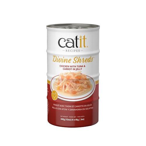 Canned Cat Treat - Divine Shreds - Chicken with Tuna & Carrot in Jelly - 4 x 85 g - J & J Pet Club