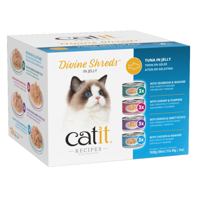 Canned Cat Treat - Divine Shreds - Tuna Multipack - 85 g can, pack of 12 - J & J Pet Club - Catit