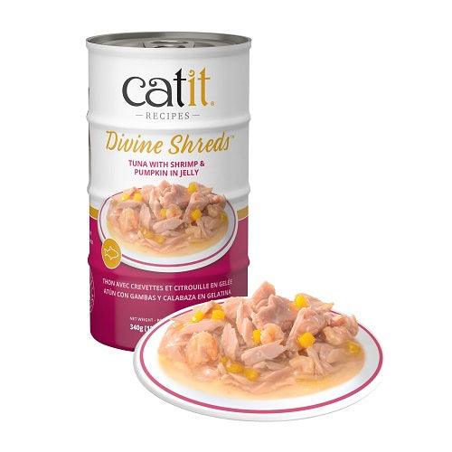 Canned Cat Treat - Divine Shreds - Tuna with Shrimp & Pumpkin in Jelly - 4 x 85 g - J & J Pet Club