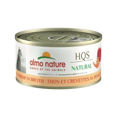 Canned Cat Treat - HQS NATURAL - Tuna and Shrimp in Broth - Adult - 2.47 oz - J & J Pet Club - Almo Nature