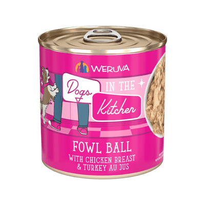 Canned Dog Food - Dogs in the Kitchen - Fowl Ball - Chicken Breast & Turkey Au Jus - 10 oz - J & J Pet Club - Weruva