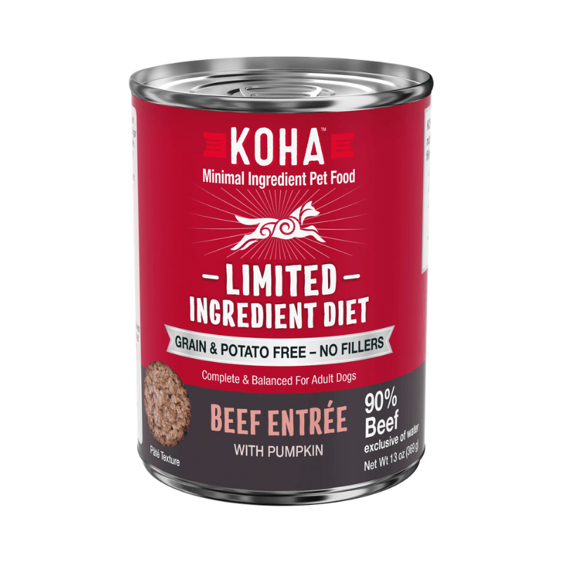 Canned Dog Food - Limited Ingredient Diet - 90% Beef Entrée with Pumpkin - 13 oz - J & J Pet Club - KOHA