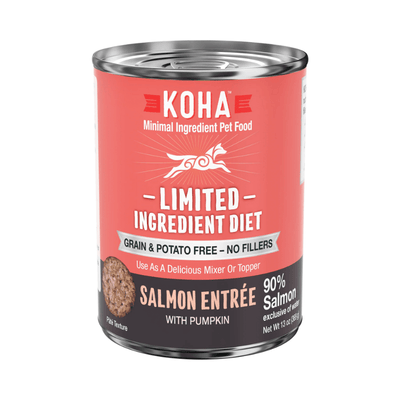 Canned Dog Food - Limited Ingredient Diet - 90% Salmon Entrée with Pumpkin - 13 oz - J & J Pet Club - KOHA