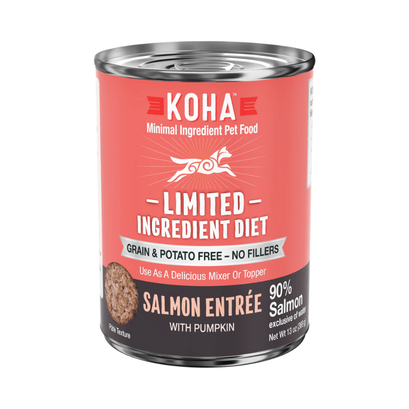Canned Dog Food - Limited Ingredient Diet - 90% Salmon Entrée with Pumpkin - 13 oz - J & J Pet Club - KOHA