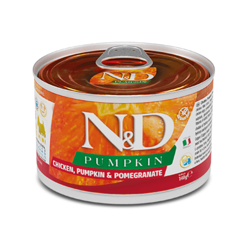 Canned Dog Food - N & D - PUMPKIN - Chicken, Pumpkin & Pomegranate - Adult Mini - 4.9 oz - J & J Pet Club - Farmina