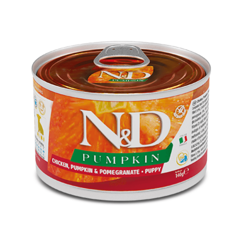 Canned Dog Food - N & D - PUMPKIN - Chicken, Pumpkin & Pomegranate - Puppy Mini - 4.9 oz - J & J Pet Club - Farmina