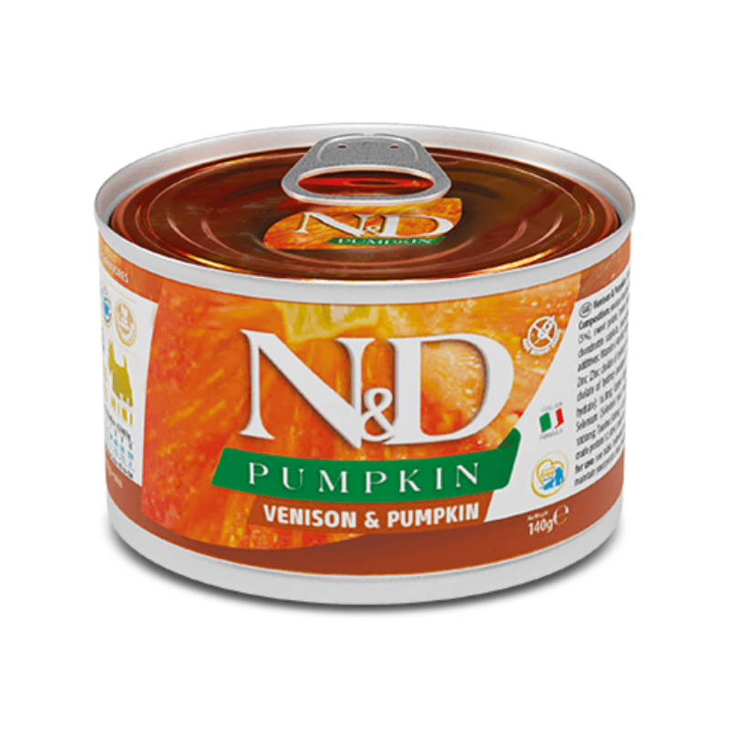 Canned Dog Food - N & D - PUMPKIN - Venison & Pumpkin - Adult Mini - 4.9 oz - J & J Pet Club - Farmina