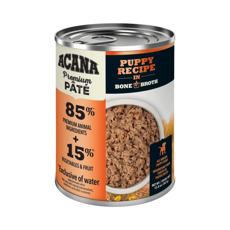 Canned Dog Food - Pâté - Puppy Recipe in Bone Broth - 363 g - J & J Pet Club - Acana