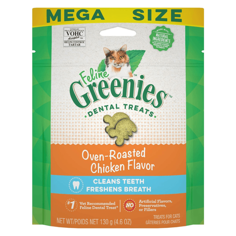 Cat Dental Treat - FELINE GREENIES, Oven-Roasted Chicken Flavor - J & J Pet Club - Greenies