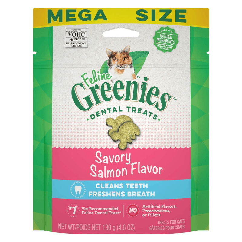 Cat Dental Treat - FELINE GREENIES - Savory Salmon Flavor - J & J Pet Club - Greenies