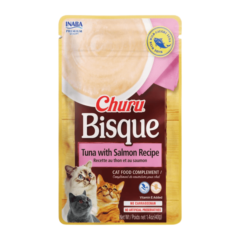 Cat Food Complement - CHURU BISQUE - Tuna with Salmon Recipe - 1.4 oz pouch - J & J Pet Club - Inaba
